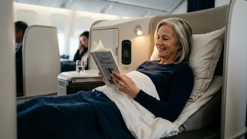 Lie-flat bed on Air France Business Class Review 2026: French Elegance at 35,000 Feet