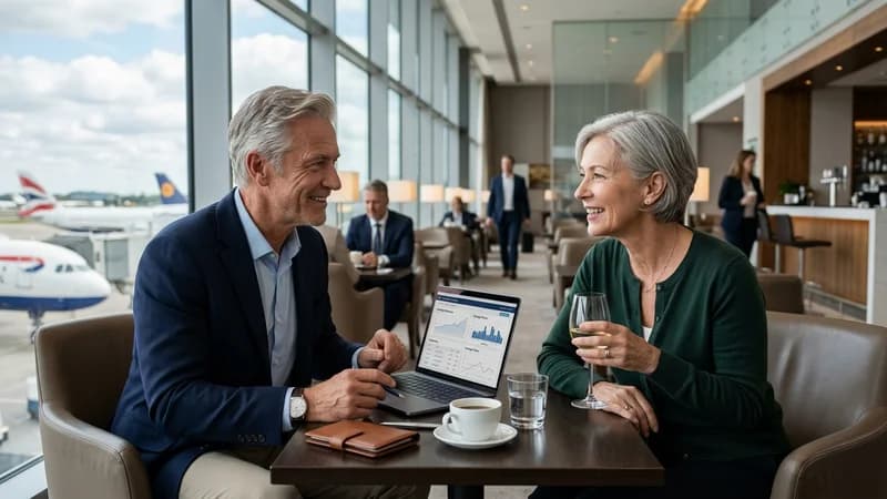 Traveler in premium lounge
