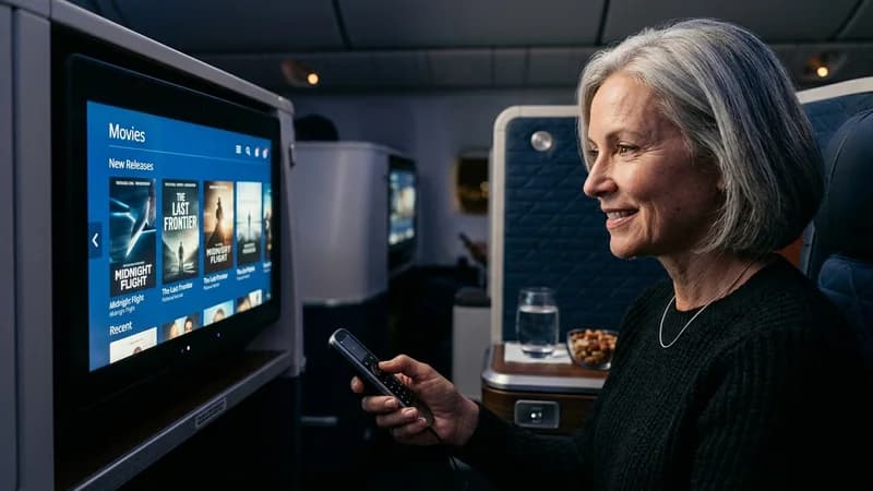 Entertainment system on Delta One Suite Review 2026: America's Best Domestic-Carrier Business Class?
