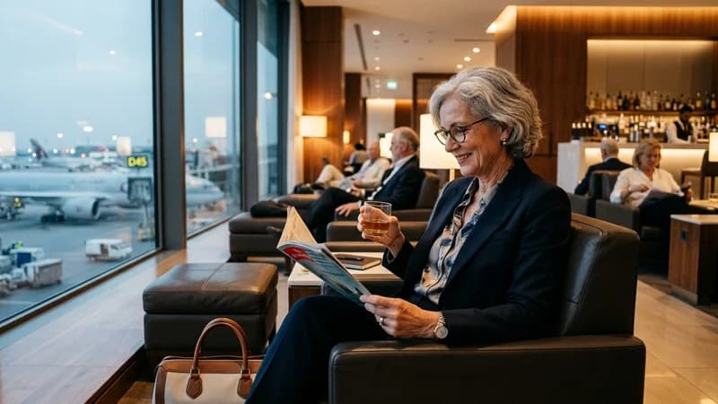 Traveler in premium lounge