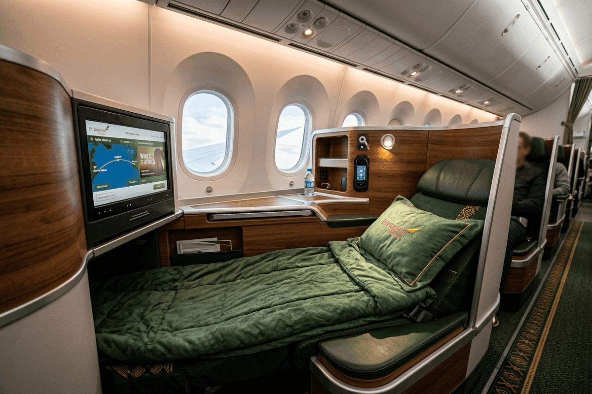 Ethiopian Airlines Business Class cabin interior