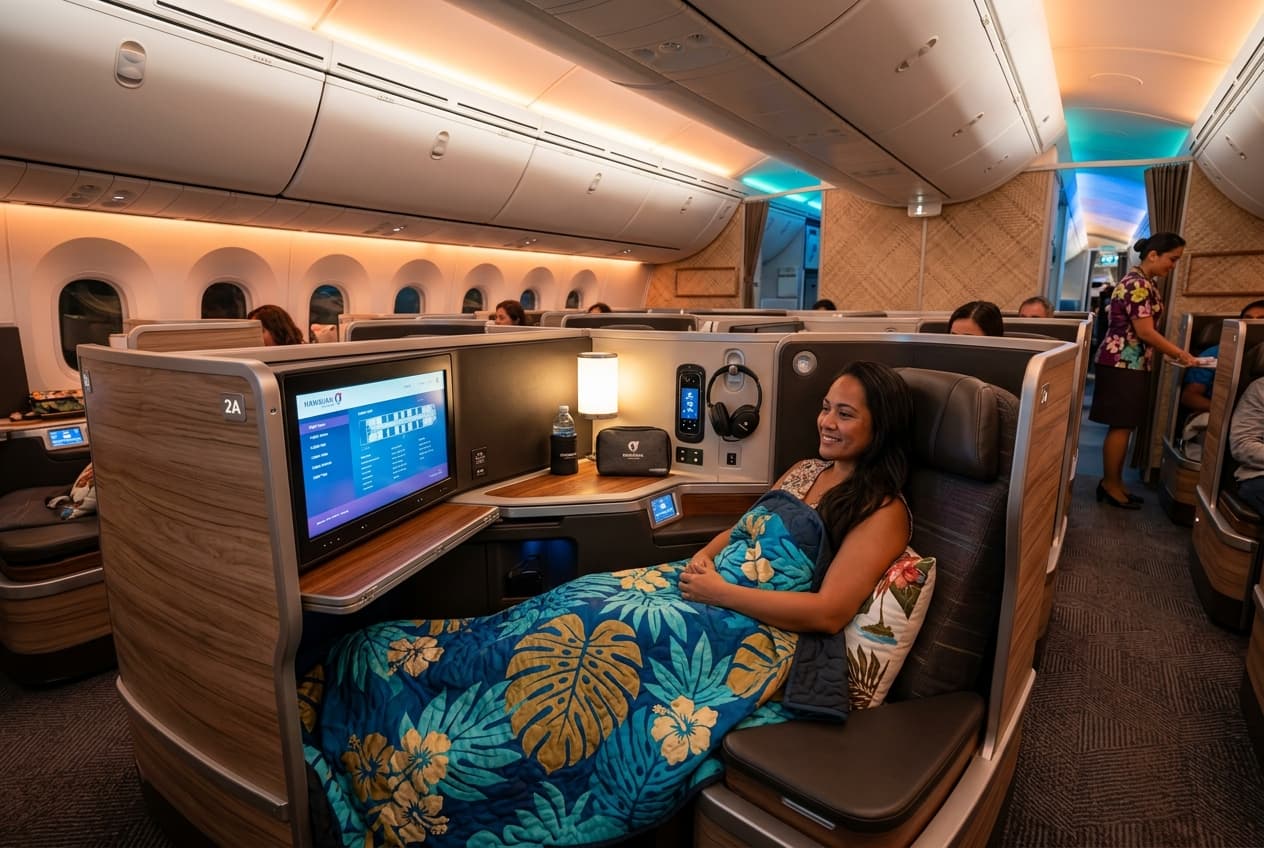 Hawaiian Airlines Business Class cabin interior