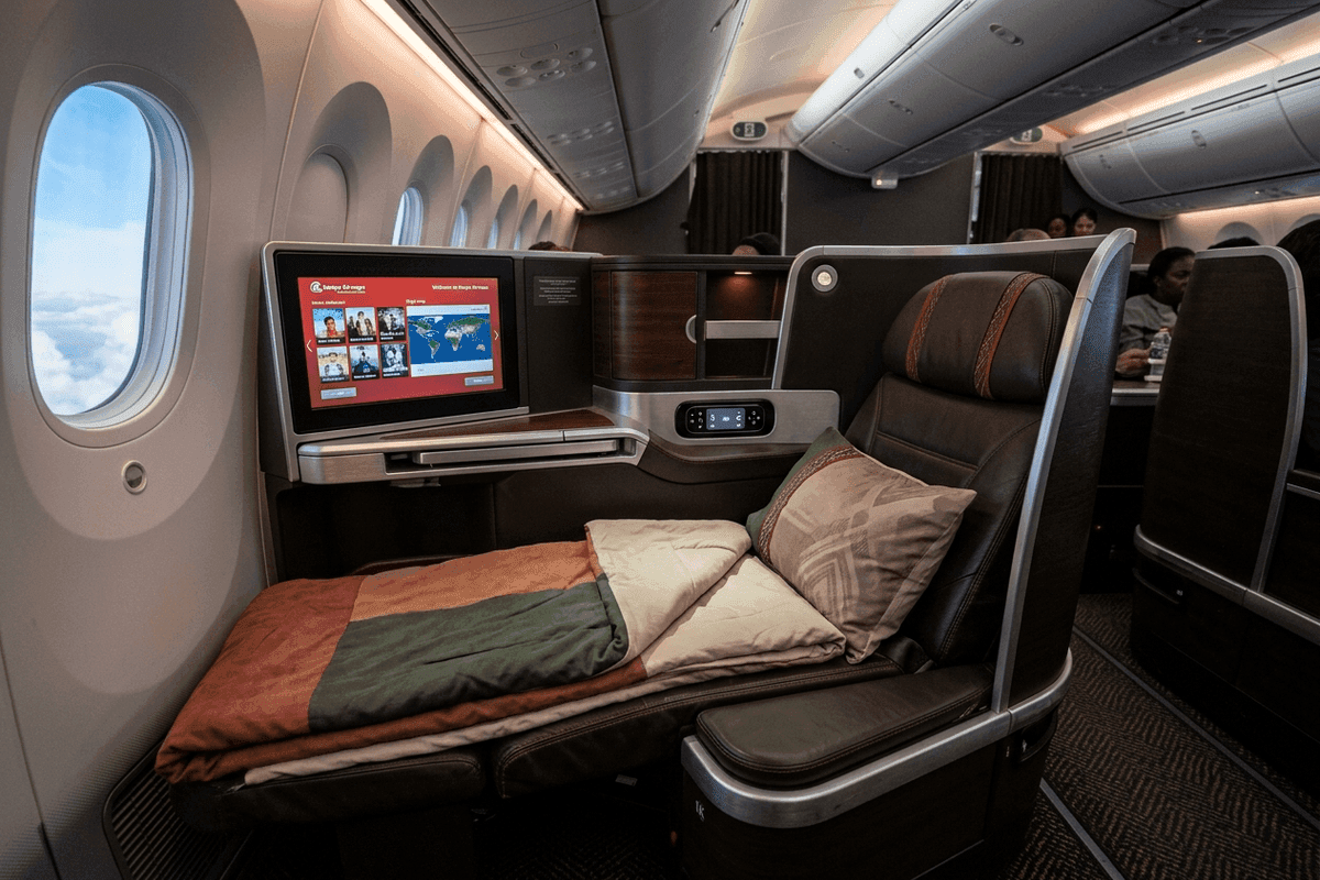 Kenya Airways Business Class cabin interior
