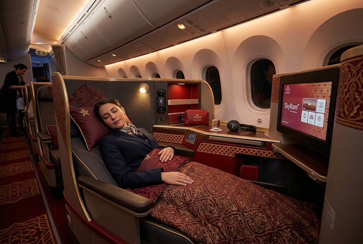 Royal Air Maroc Business Class cabin interior