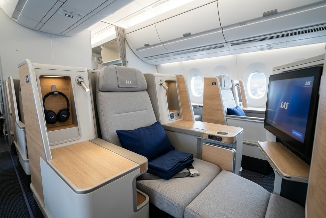 SAS Scandinavian Airlines Business Class cabin interior