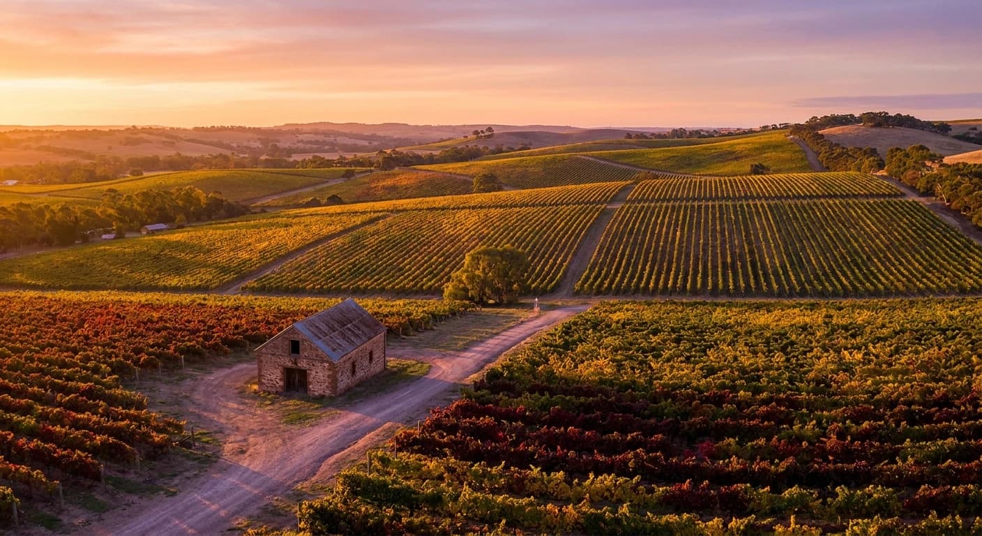 Barossa Valley vineyard landscape at golden hour