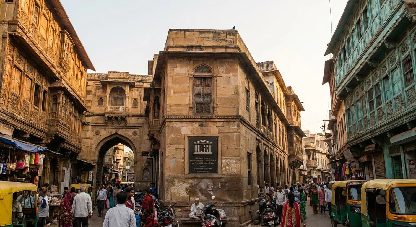UNESCO heritage architecture in Ahmedabad's old walled city