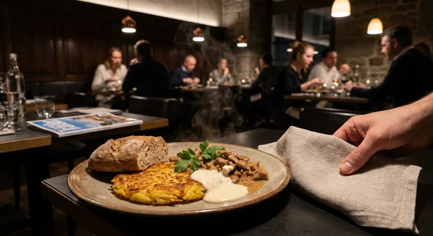 Elegant fine dining table setting with Rhine valley views in Basel