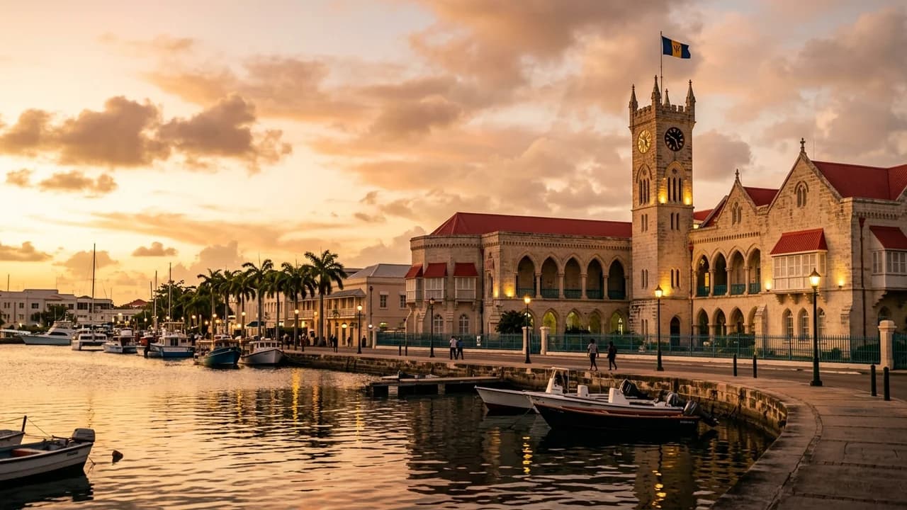 Iconic landmark in Bridgetown, Barbados at golden hour