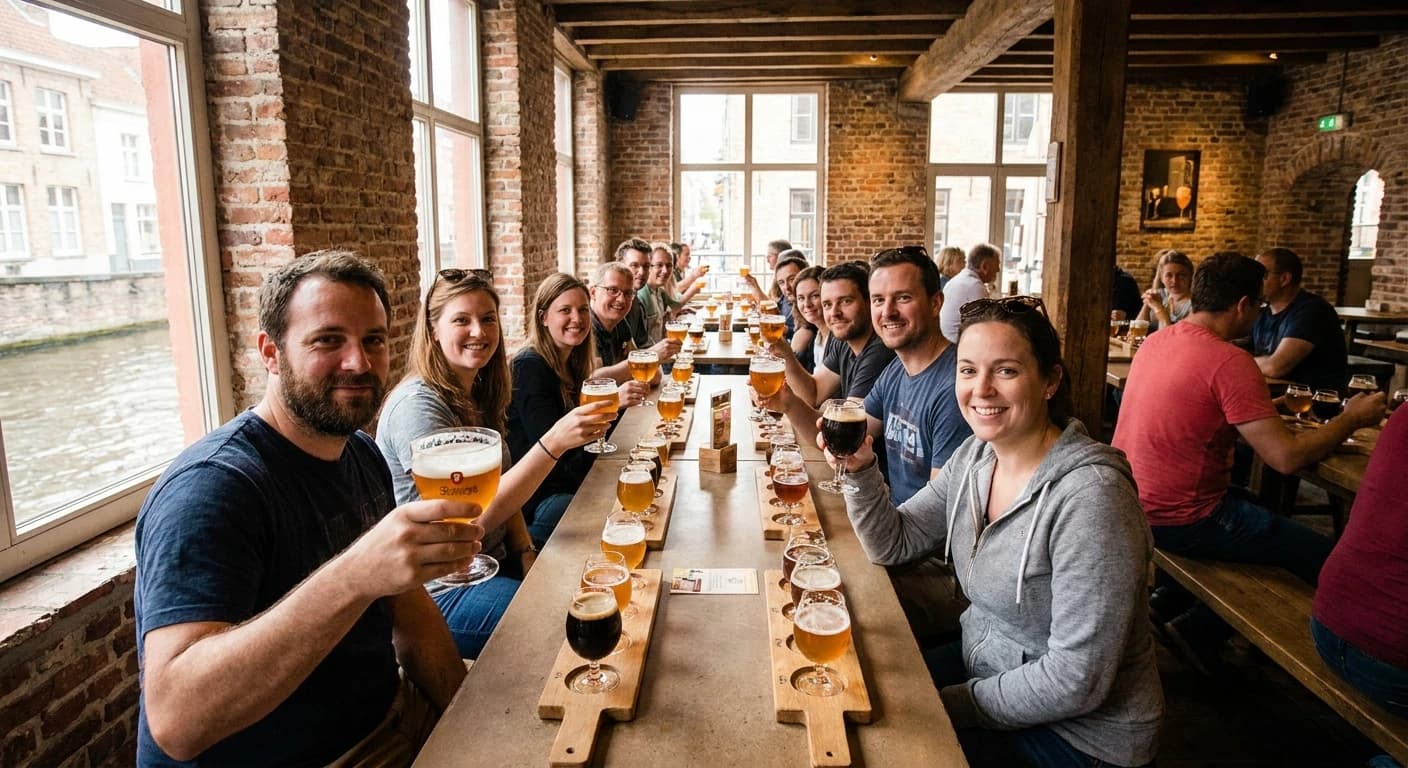 Belgian beer tasting at a Bruges brewery