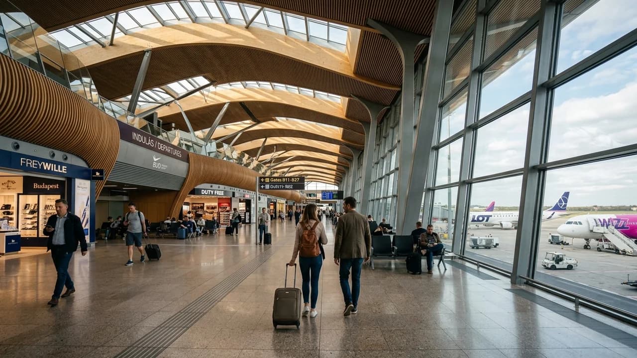 International terminal interior at Budapest airport