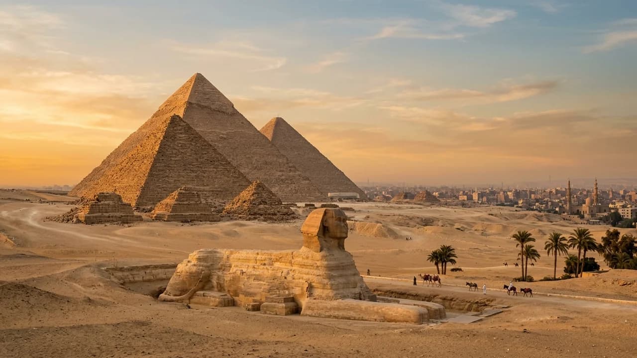 Iconic landmark in Cairo, Egypt at golden hour