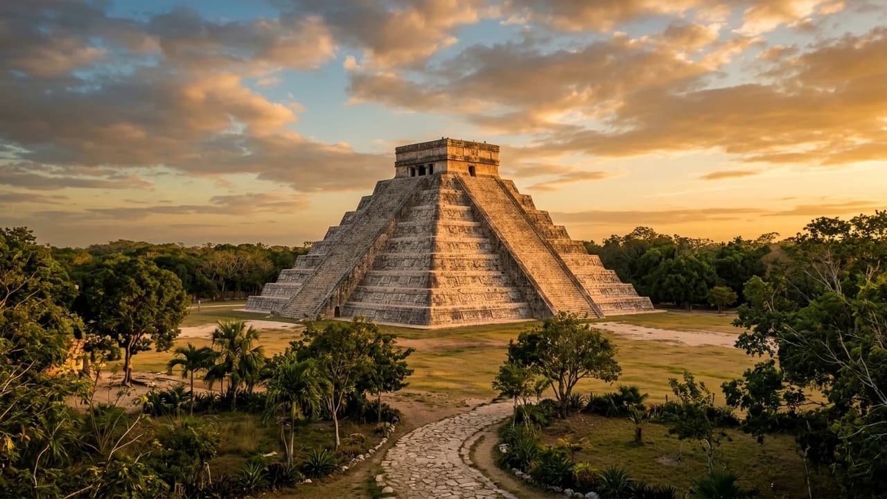 Iconic landmark in Cancún, Mexico at golden hour
