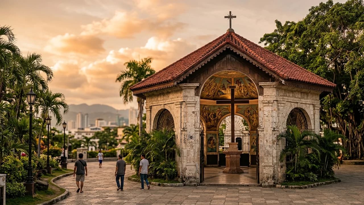 Iconic landmark in Cebu, the Philippines at golden hour