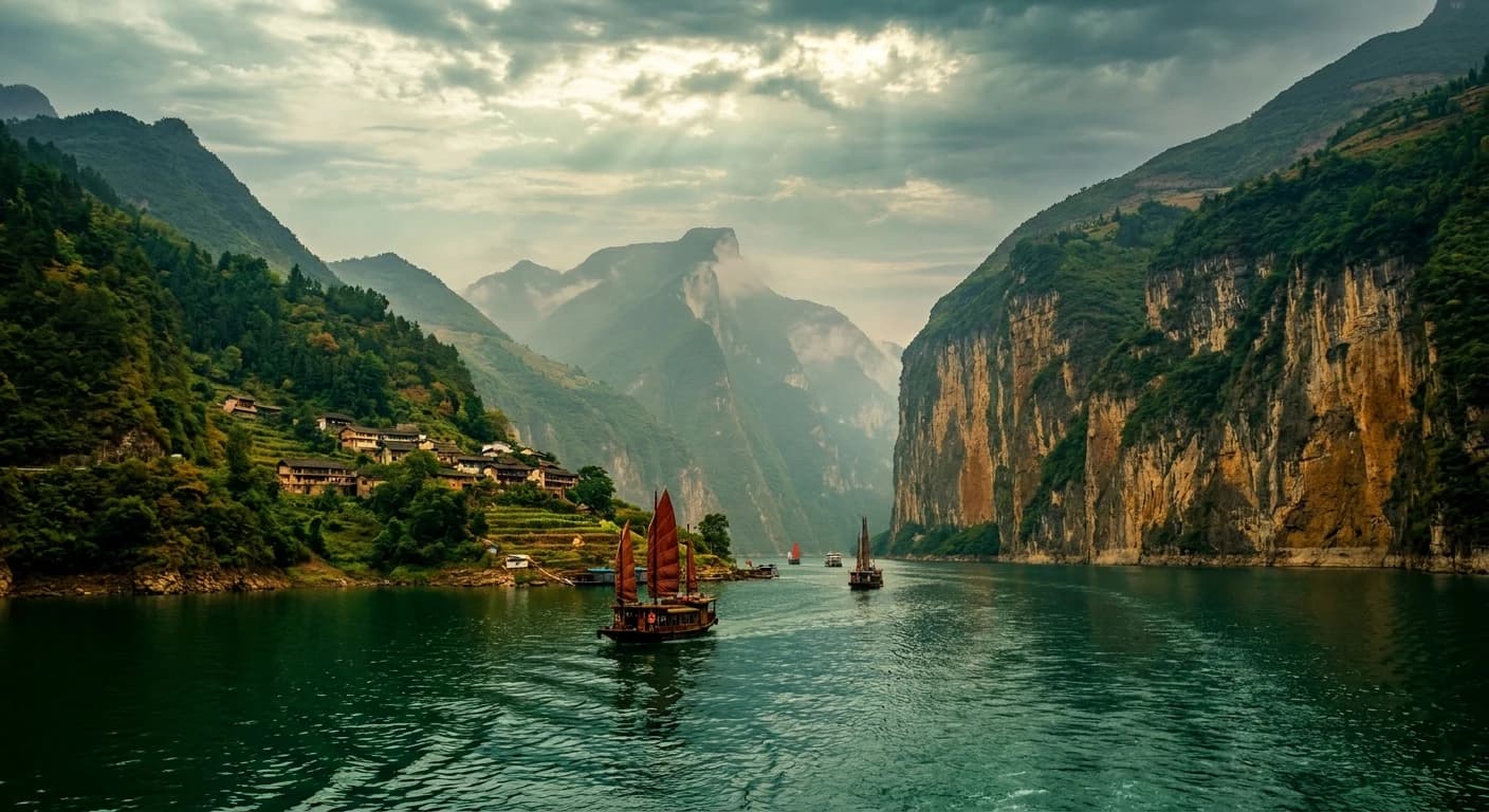 Dramatic Three Gorges scenery along the Yangtze River