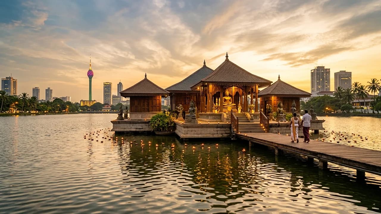 Iconic landmark in Colombo, Sri Lanka at golden hour