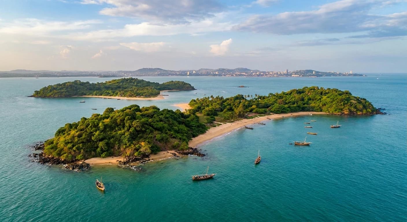 Scenic view of the Îles de Los archipelago off the coast of Conakry, Guinea