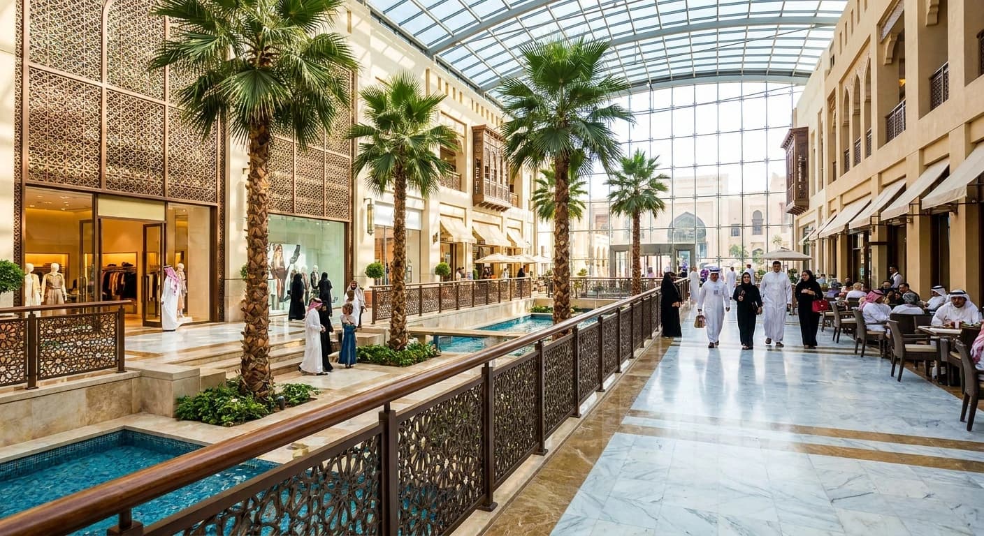 Luxury shopping mall interior and leisure district in Dammam, Saudi Arabia