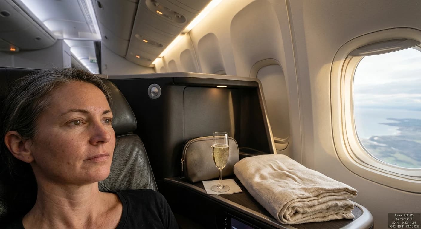 Air Canada Signature Class business cabin with lie-flat seats and premium amenities