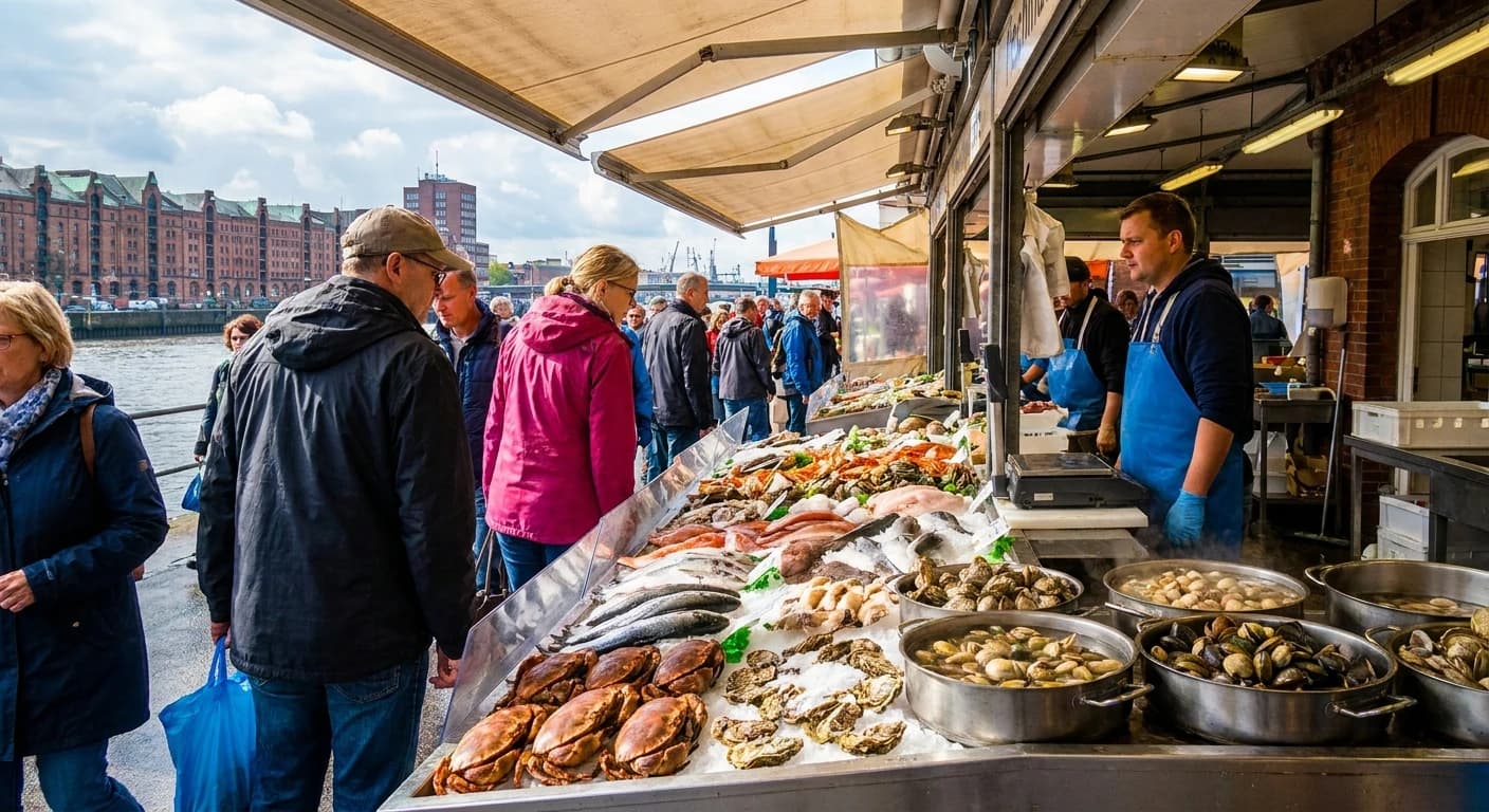 Fresh seafood at Hamburg's Fischmarkt