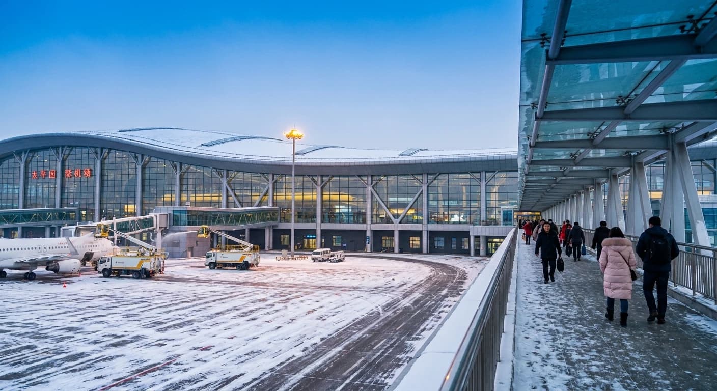 Harbin Taiping International Airport in winter