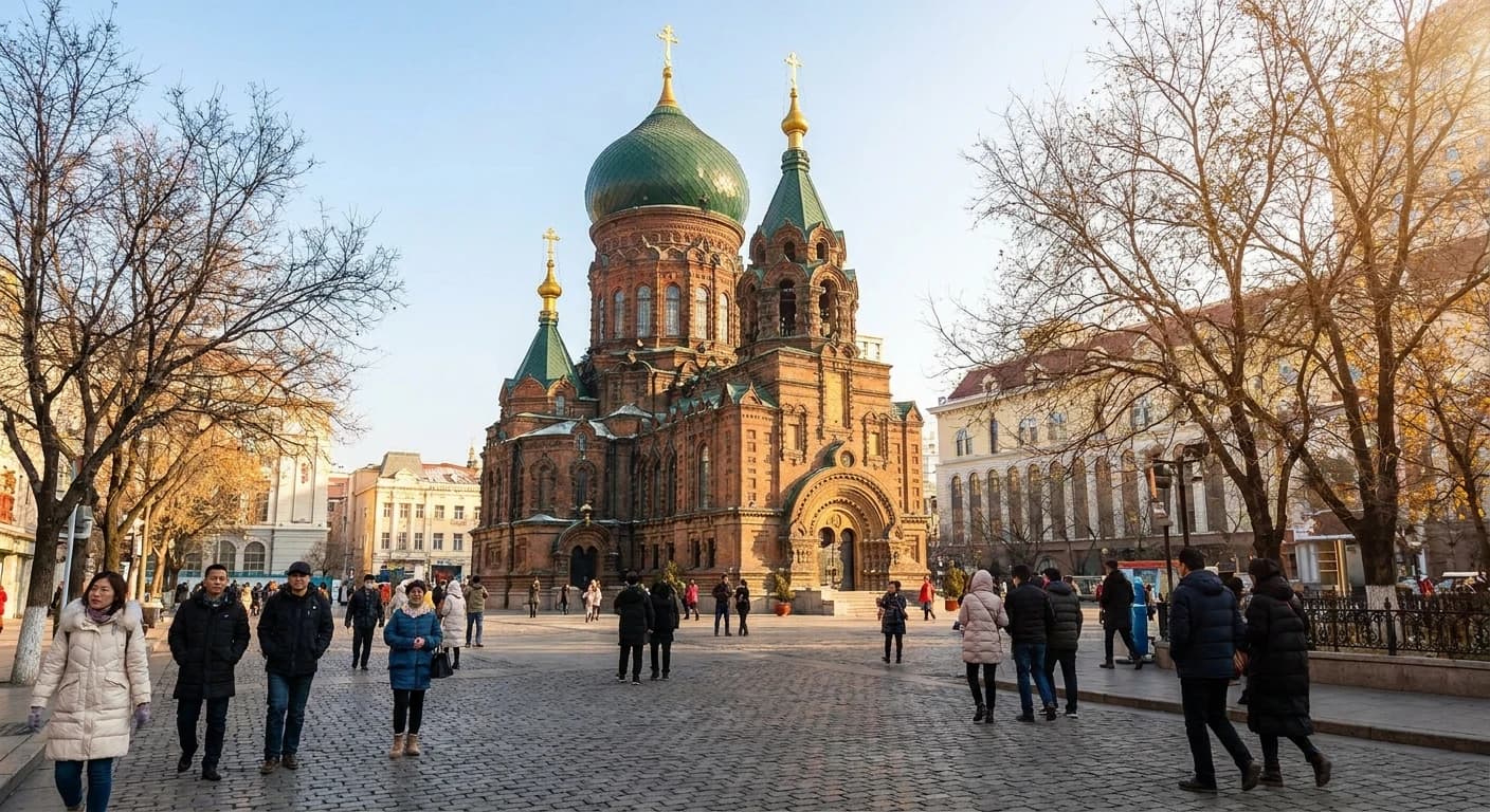 Saint Sophia Cathedral in Harbin with Russian architectural detail