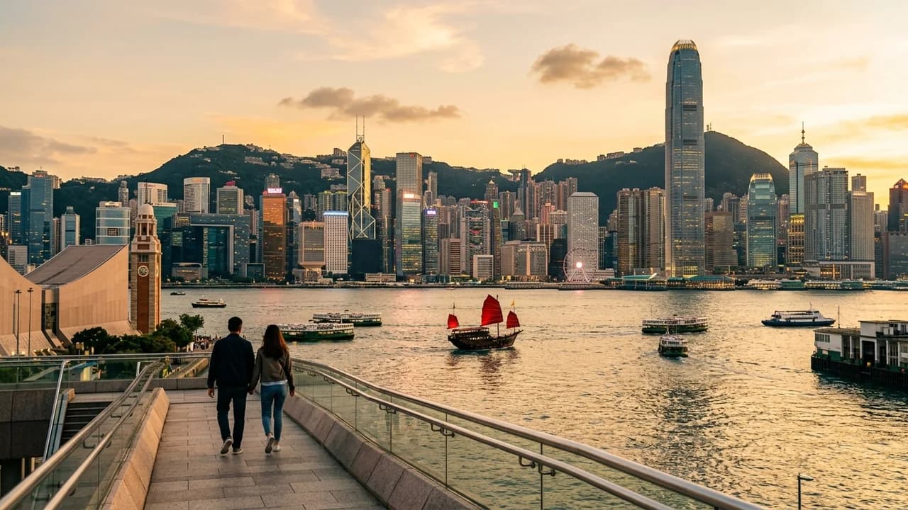 Iconic landmark in Hong Kong, Hong Kong at golden hour