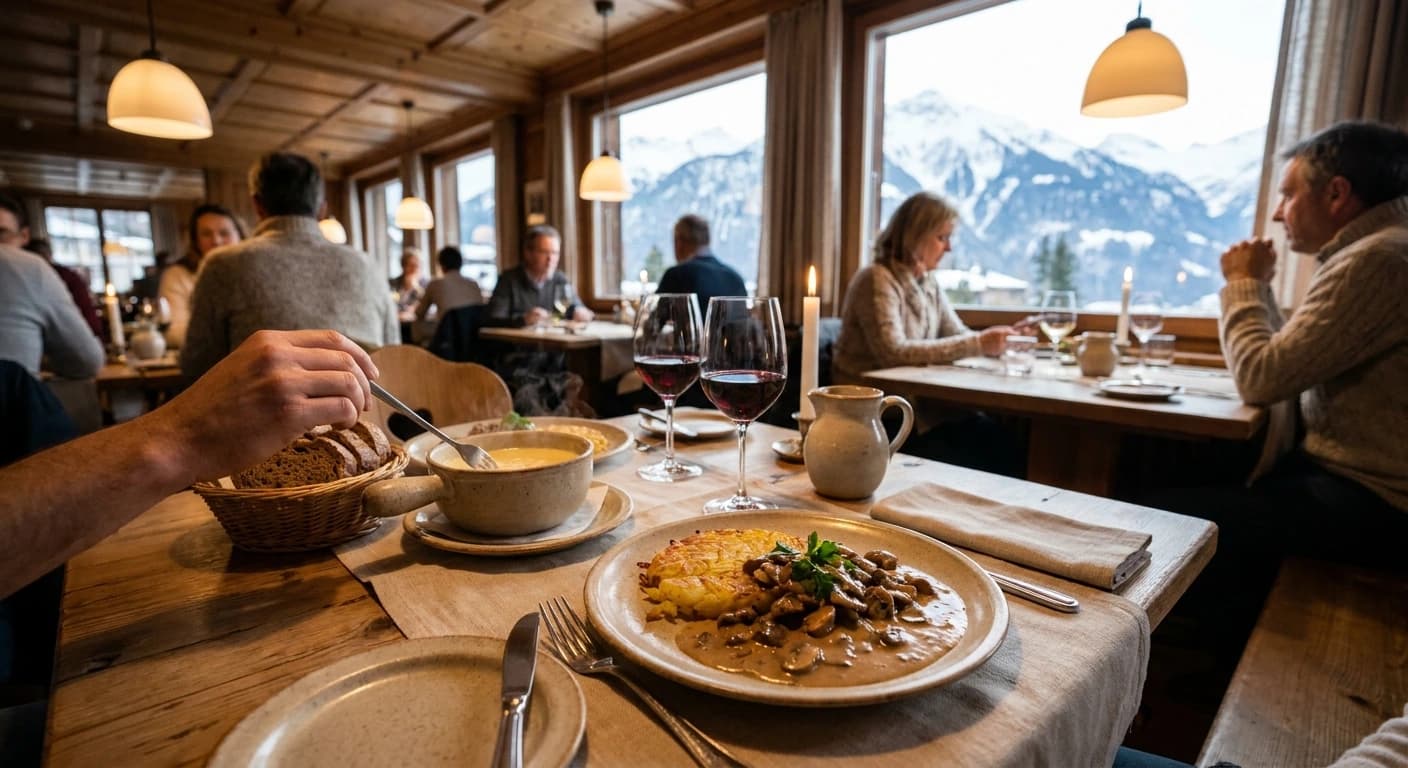 Elegant alpine fine dining with Jungfrau mountain views in Interlaken, Switzerland