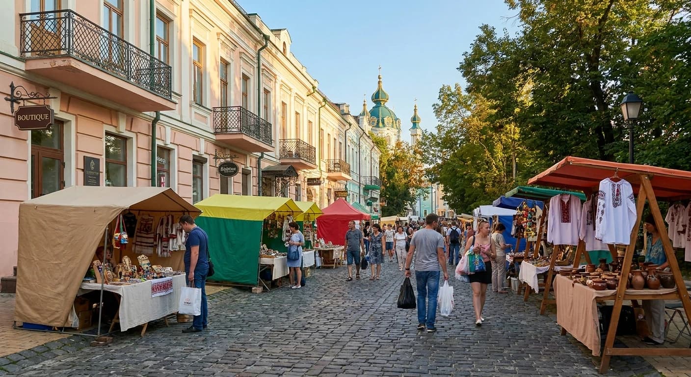 Andriyivskyy Descent artisan market and boutiques in Kyiv