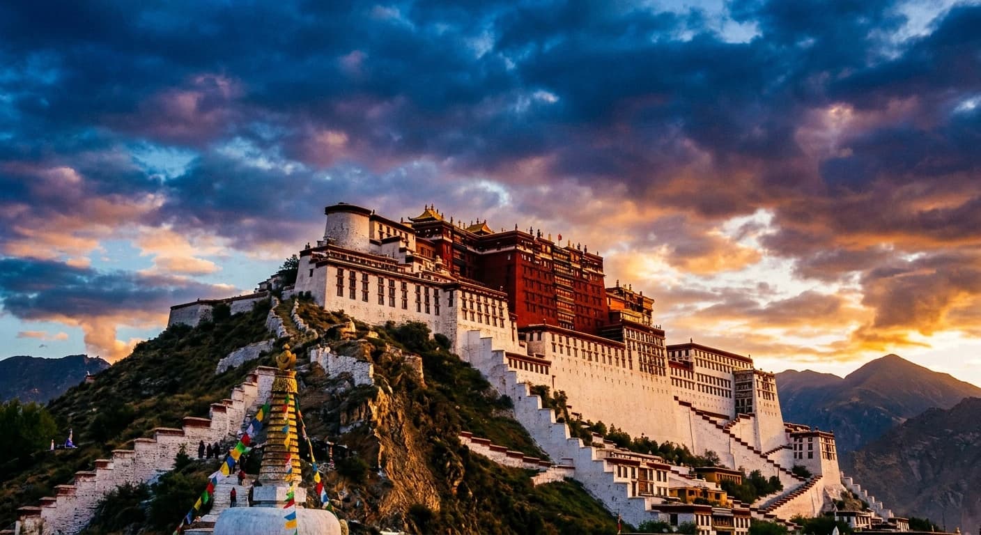 Potala Palace in Lhasa with dramatic Tibetan sky