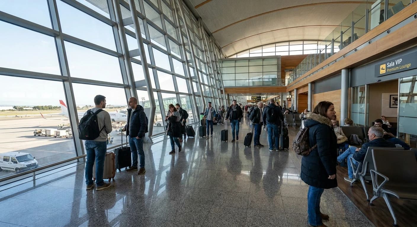 Málaga Costa del Sol Airport terminal interior with modern facilities and natural light