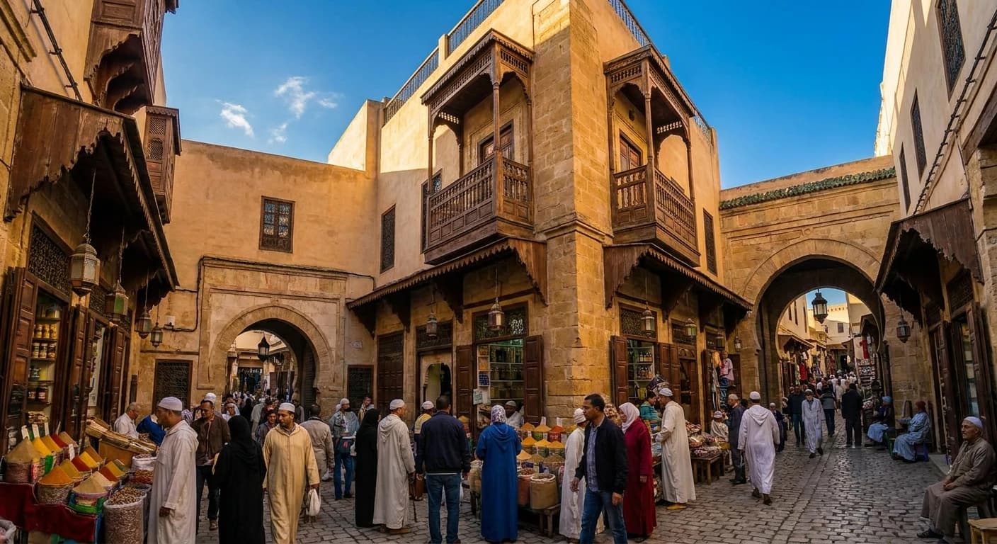 Historic district in Medina with traditional architecture
