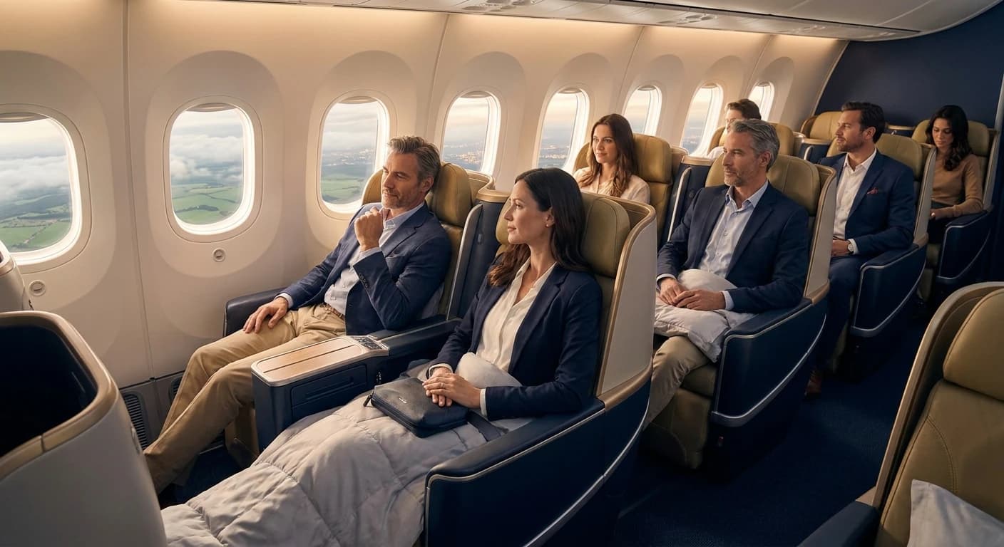 Premium business class cabin on flights to Minsk