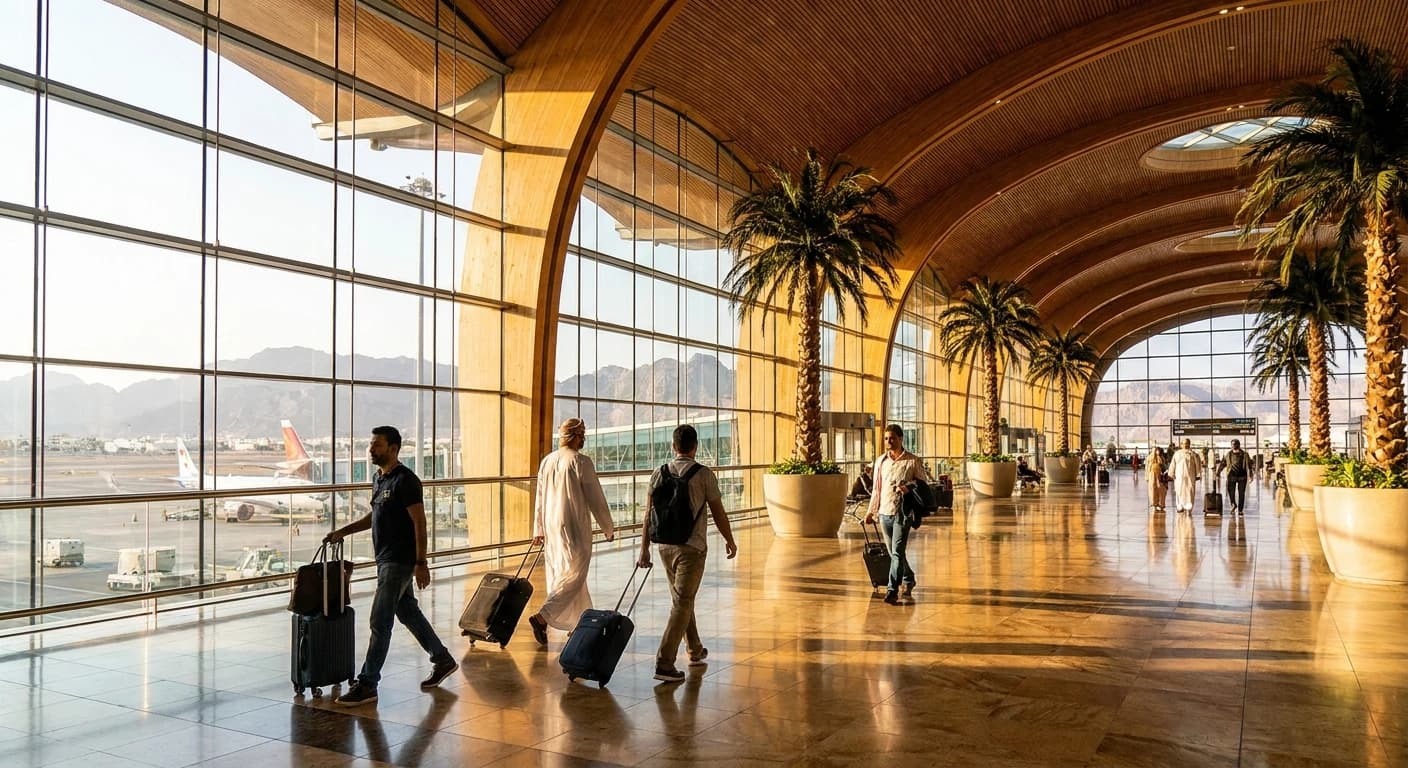 Modern terminal interior at Muscat International Airport