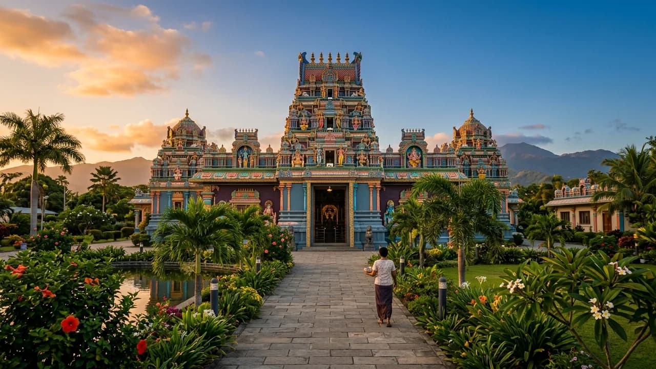 Iconic landmark in Nadi, Fiji at golden hour