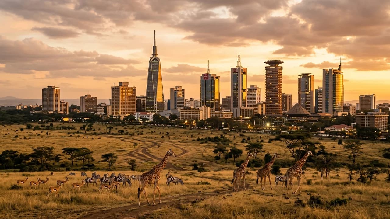 Iconic landmark in Nairobi, Kenya at golden hour
