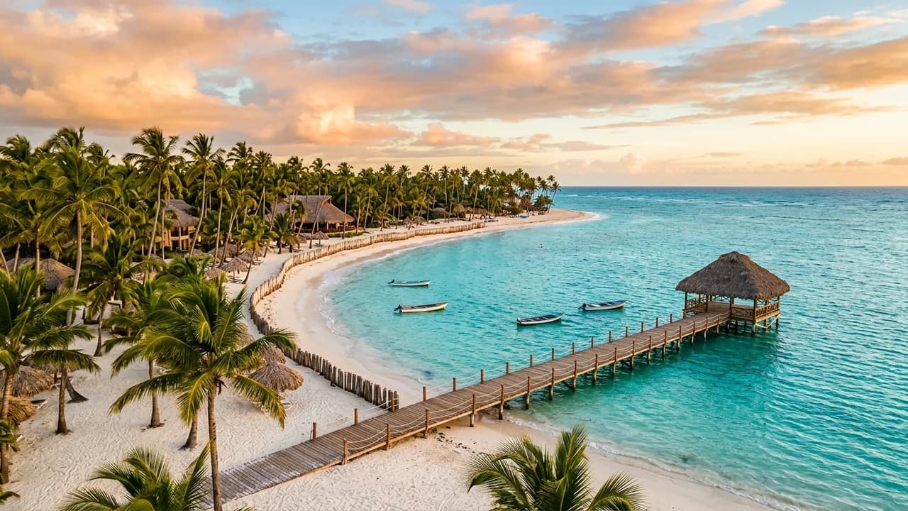 Iconic landmark in Punta Cana, the Dominican Republic at golden hour