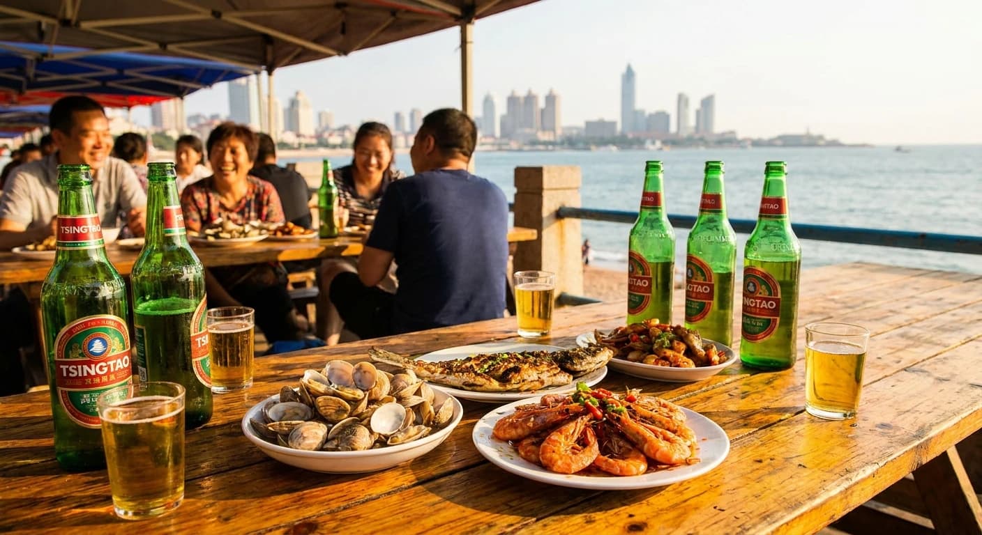 Tsingtao beer and fresh Qingdao seafood pairing