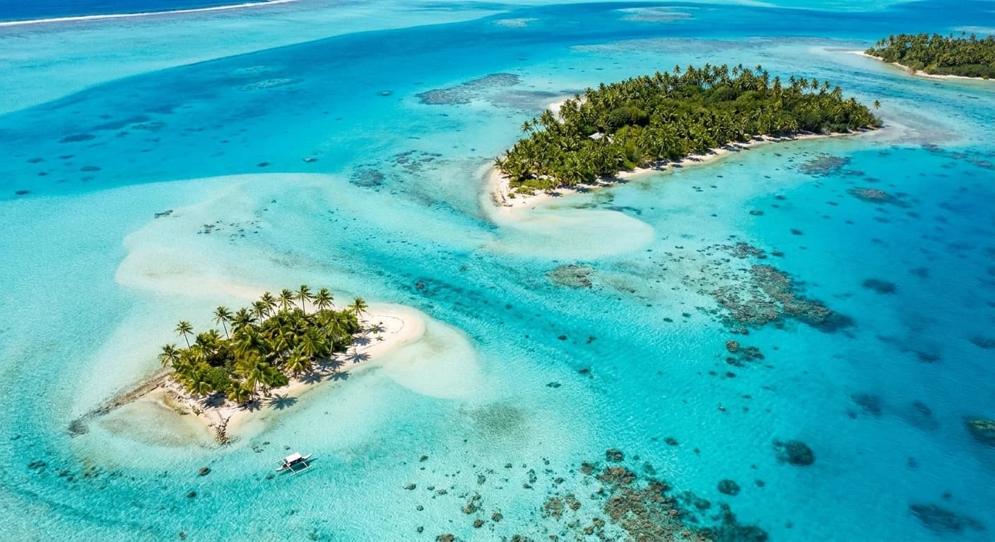Aitutaki lagoon aerial view
