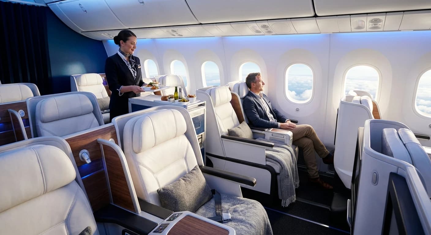 Air New Zealand Business Premier cabin for transpacific service to New Zealand