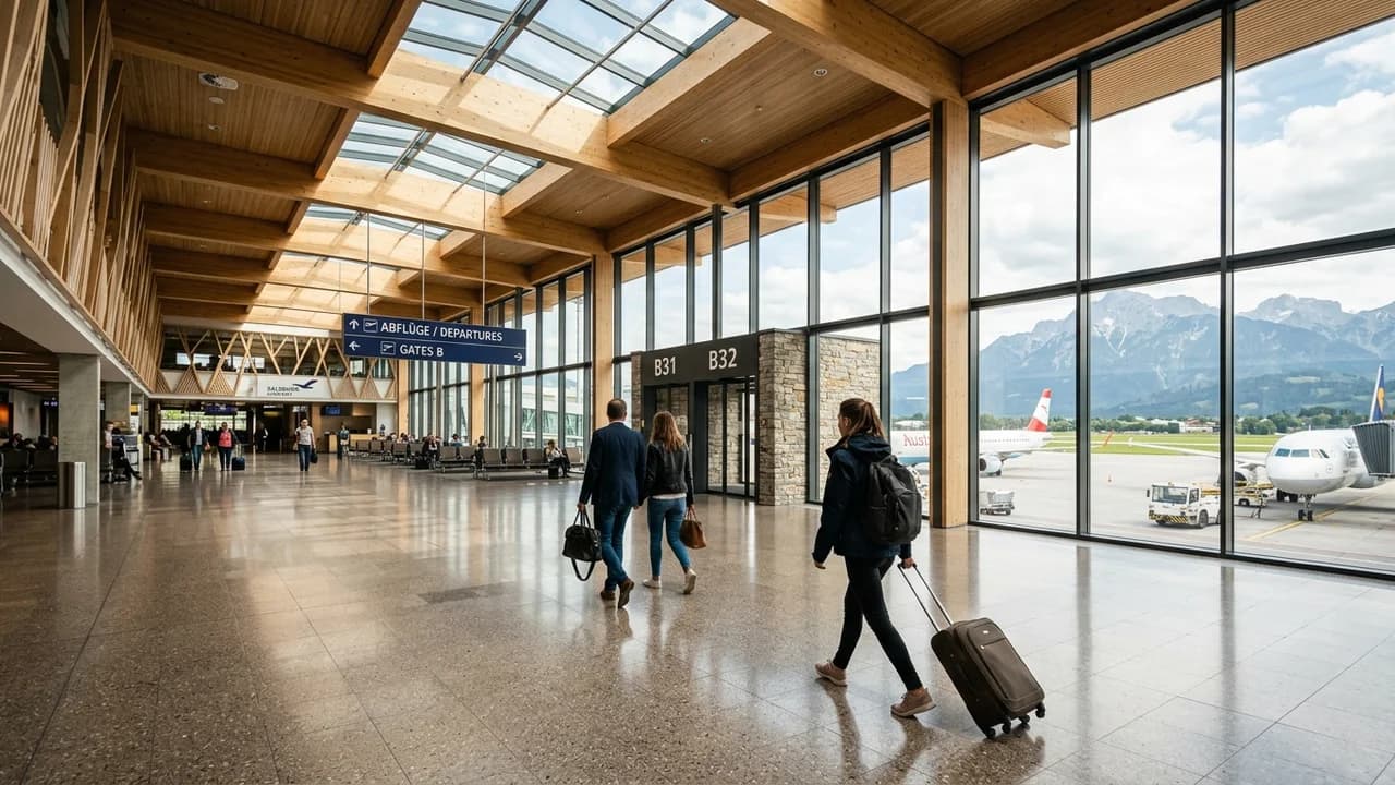 International terminal interior at Salzburg airport