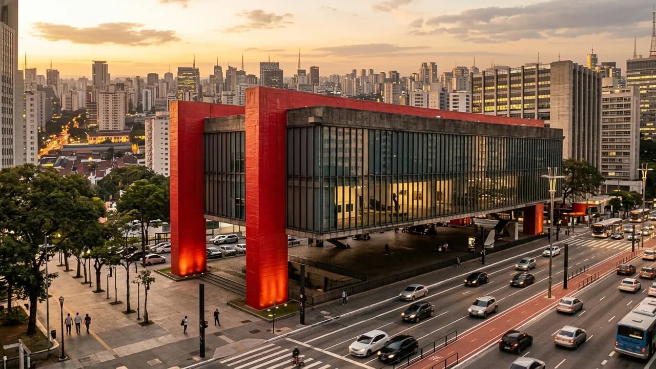 Iconic landmark in São Paulo, Brazil at golden hour