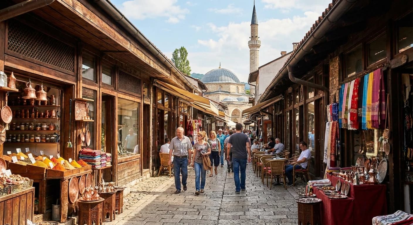 Historic Baščaršija bazaar quarter in Sarajevo