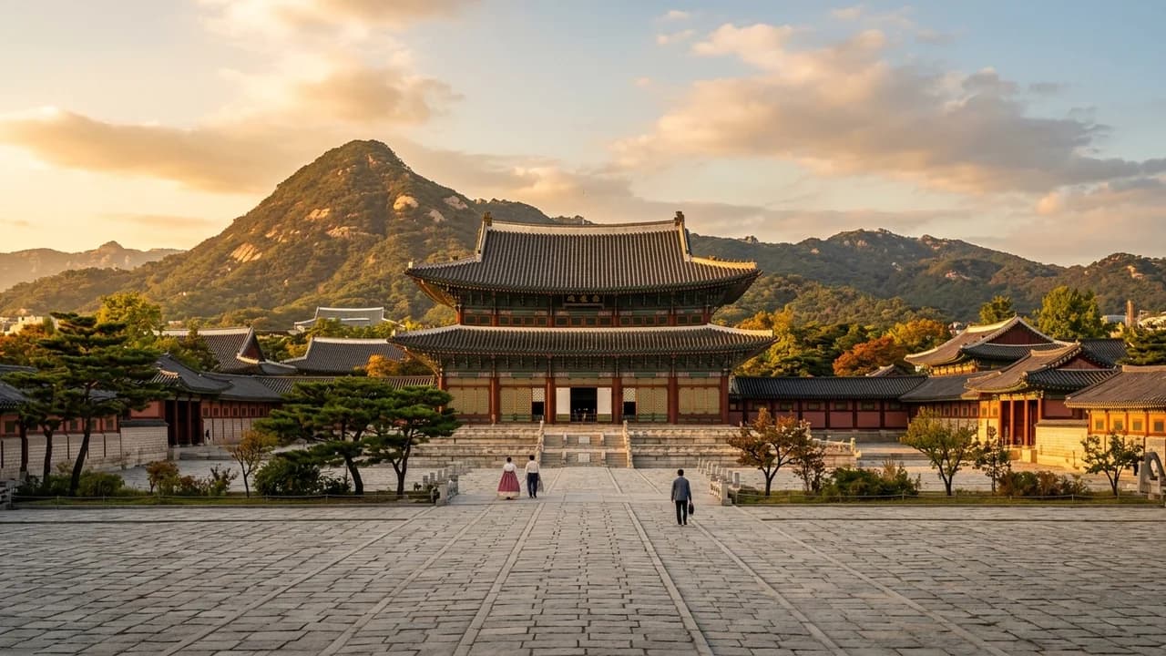 Iconic landmark in Seoul, South Korea at golden hour