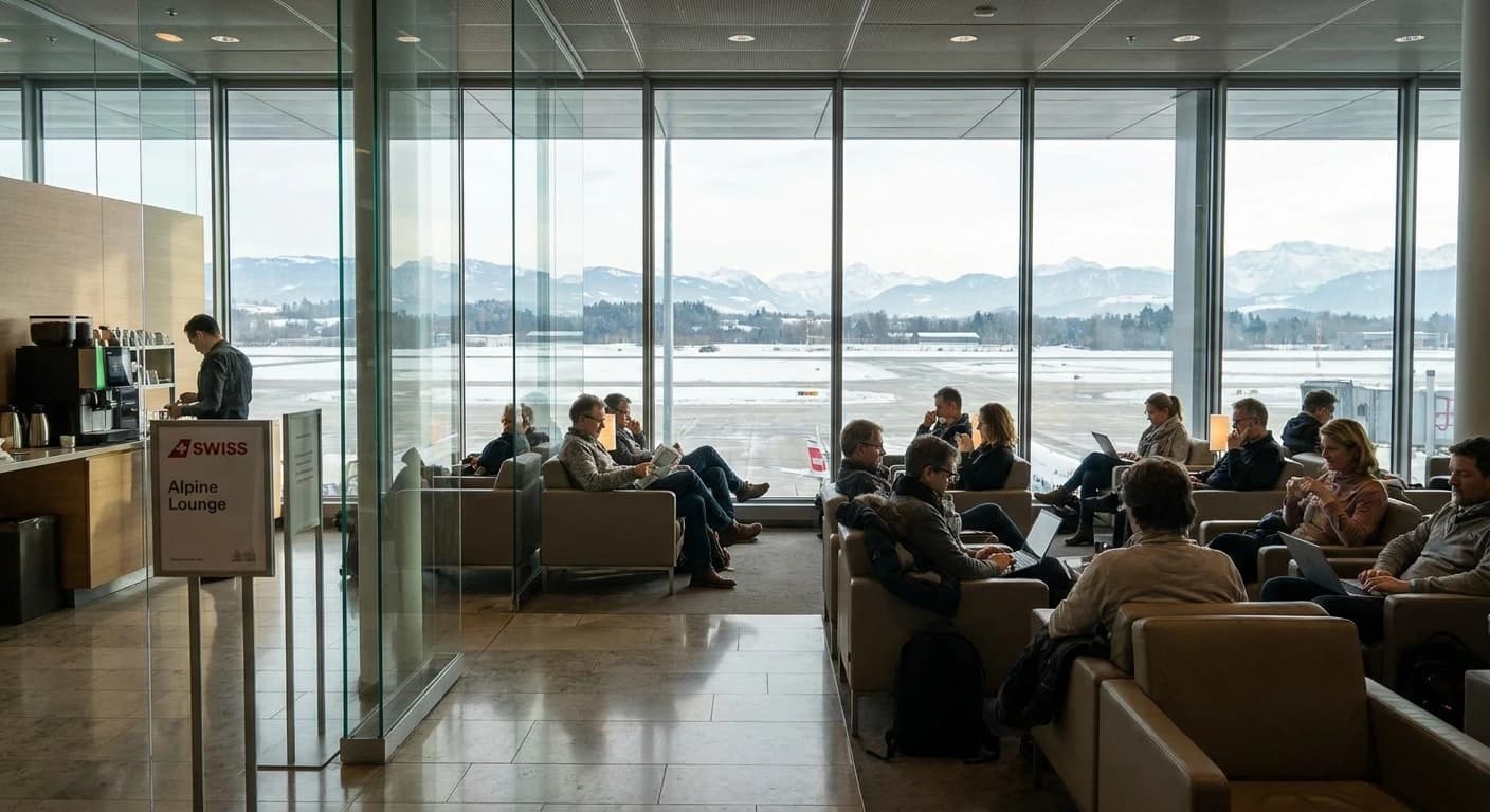 Geneva Airport international arrivals terminal with efficient transit connections to the Alps