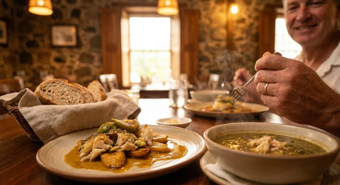 Fresh Caribbean seafood and Creole cuisine dining experience overlooking the water in Saint Lucia