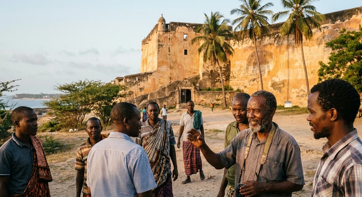 Fort Jesus UNESCO World Heritage Site overlooking the Old Harbor in Mombasa