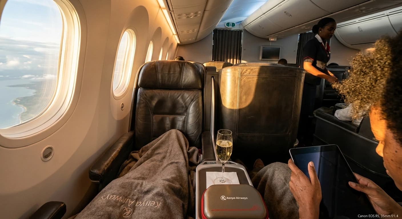 Turkish Airlines business class lie-flat seat with premium dining service