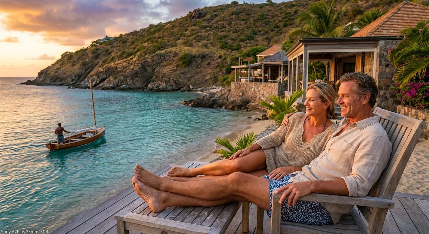 Luxury boutique shopping and superyacht harbor in Gustavia, St. Barts