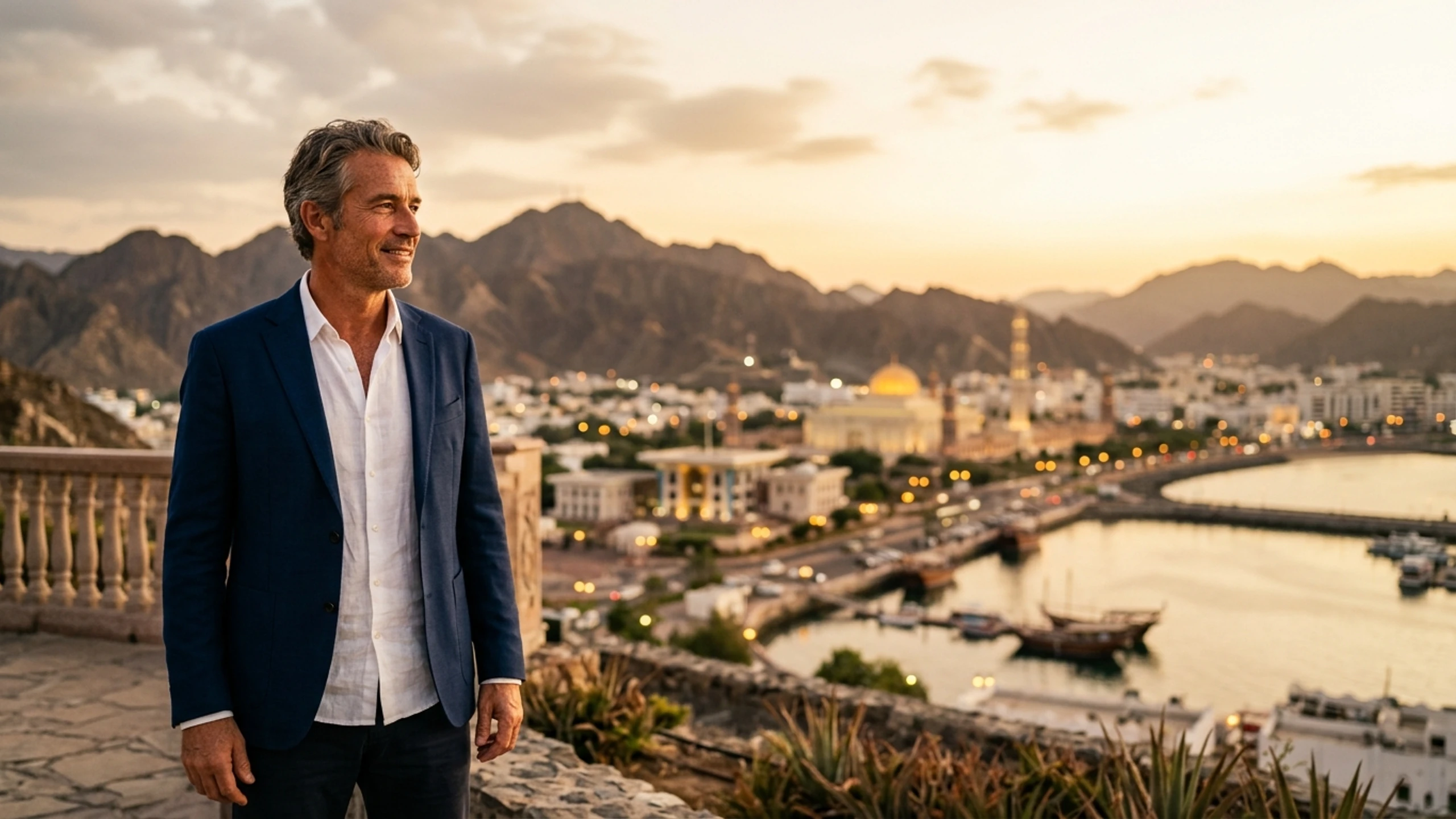 Seattle to Muscat Business Class — Premium business class cabin interior